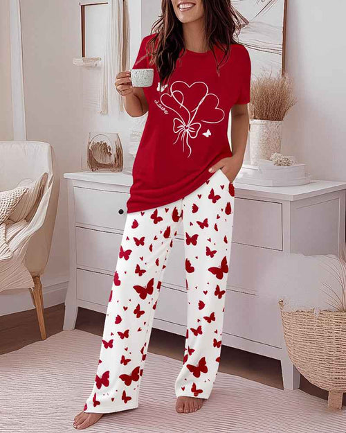 Women's Pajama Set with Elastic Waist Pants | Soft Comfortable Loungew - Jamota