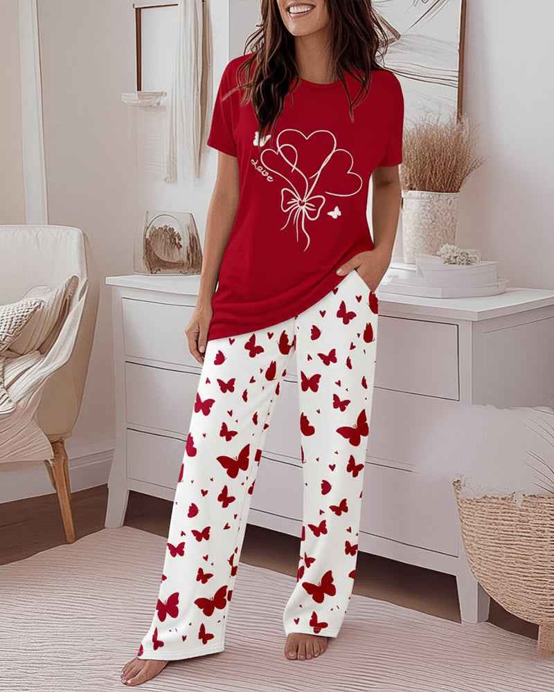 Women's Pajama Set with Elastic Waist Pants | Soft Comfortable Loungew - Jamota