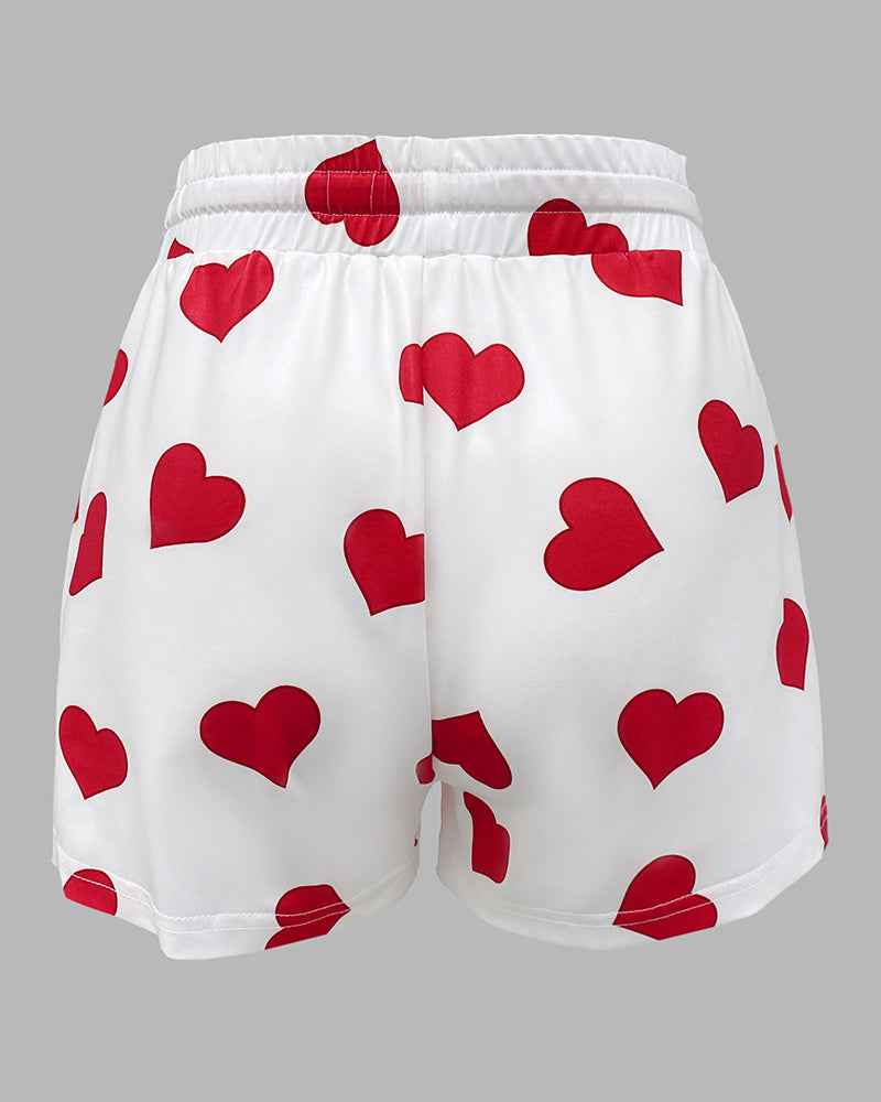 Cozy Heart Print Pajama Set | Soft Fabric & Adjustable Drawstring Wais
