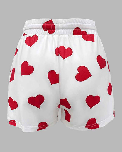 Cozy Heart Print Pajama Set | Soft Fabric & Adjustable Drawstring Wais