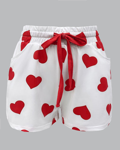 Cozy Heart Print Pajama Set | Soft Fabric & Adjustable Drawstring Wais
