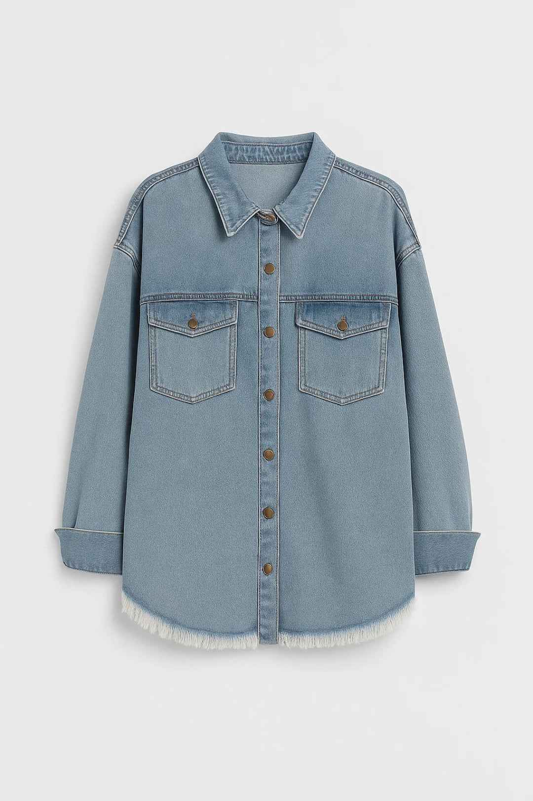 Stylish Relaxed Denim Blouse with Button Details and Soft Fabric - Jamota