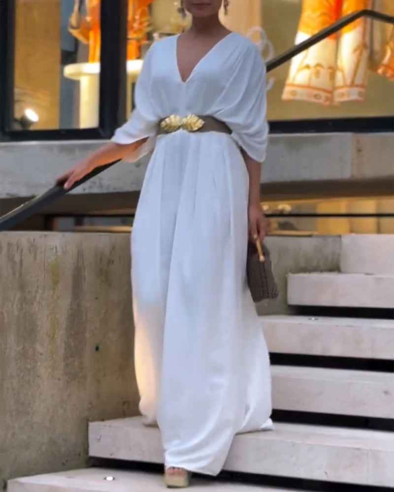 Elegant Casual Backless Jumpsuit with Adjustable Straps & Wide Legs