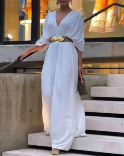 Elegant Casual Backless Jumpsuit with Adjustable Straps & Wide Legs