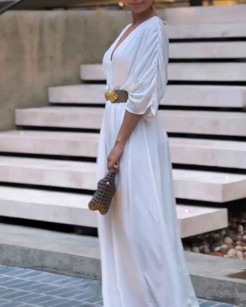 Elegant Casual Backless Jumpsuit with Adjustable Straps & Wide Legs