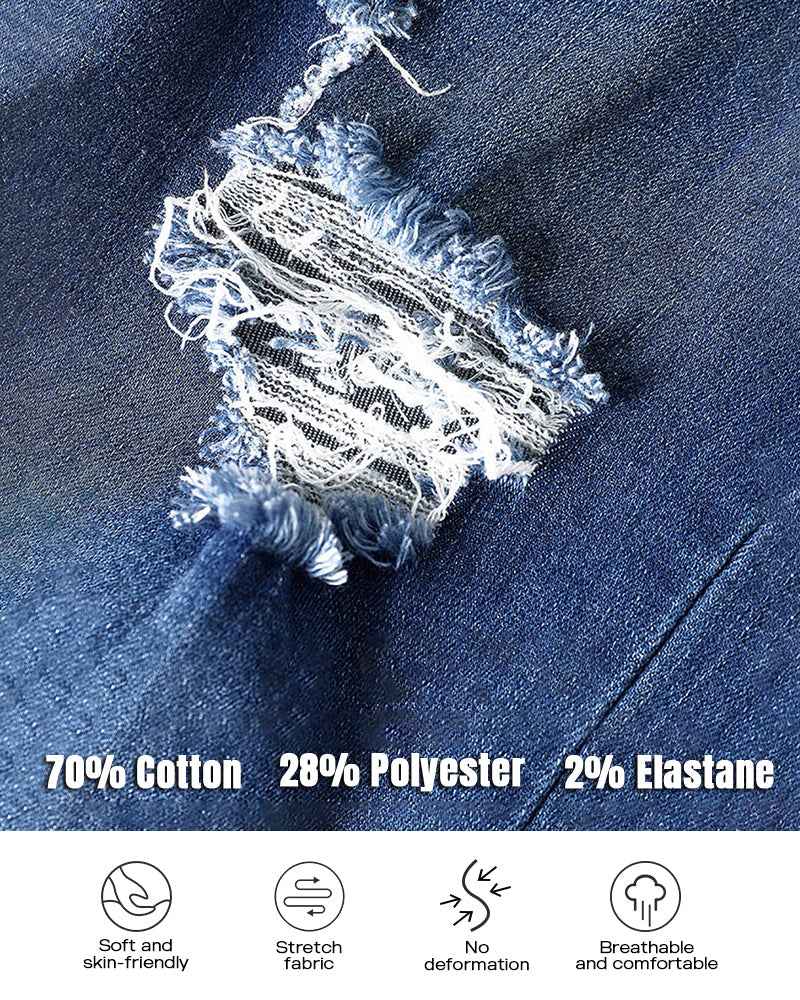 Stylish Ripped Denim Pants for Women | High-Waisted & Comfortable Fit - Jamota