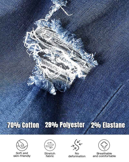 Stylish Ripped Denim Pants for Women | High-Waisted & Comfortable Fit - Jamota
