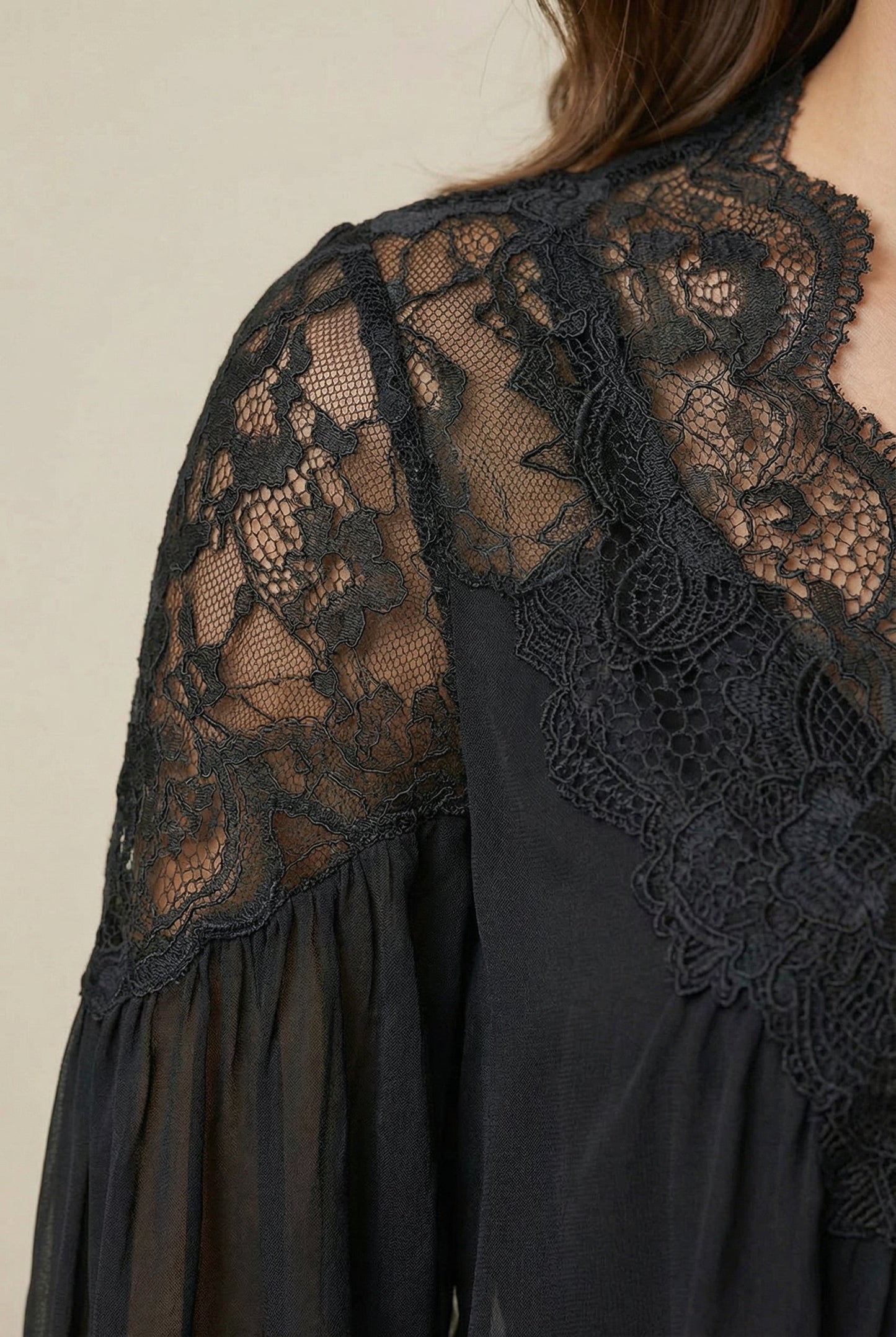 Elegant Airy Lace Collar Blouse - Professional Fit, Breathable Fabric - Jamota