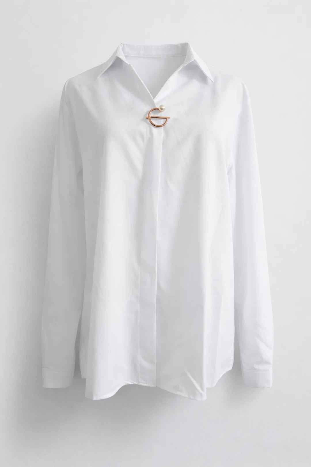 Chic Minimalist Long Sleeve Blouse with Soft Fabric and Tailored Fit - Jamota