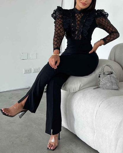 Elegant Chic See-Through Jumpsuit with Flattering Fit and Adjustable S