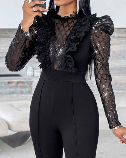 Elegant Chic See-Through Jumpsuit with Flattering Fit and Adjustable S