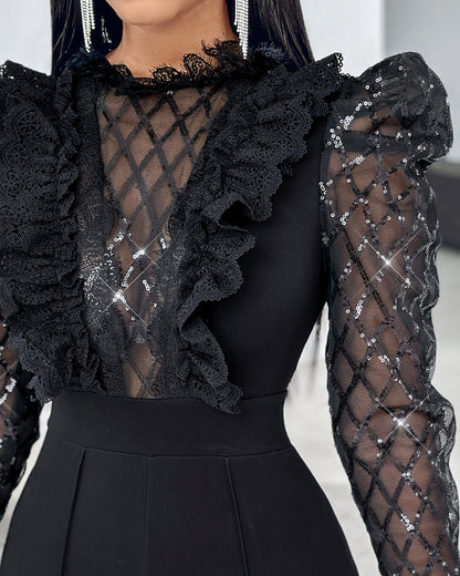 Elegant Chic See-Through Jumpsuit with Flattering Fit and Adjustable S