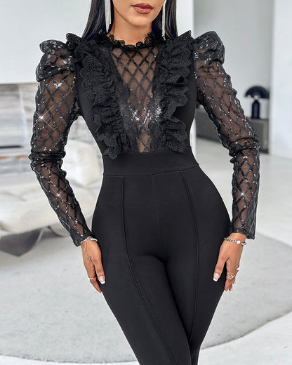 Elegant Chic See-Through Jumpsuit with Flattering Fit and Adjustable S