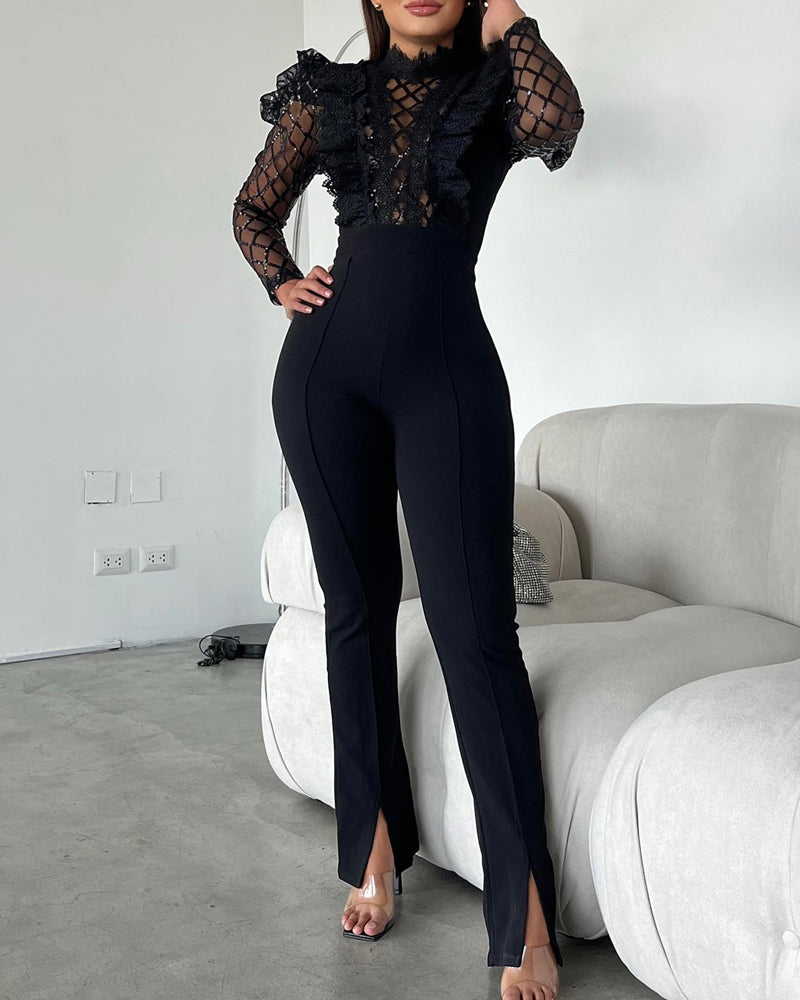 Elegant Chic See-Through Jumpsuit with Flattering Fit and Adjustable S