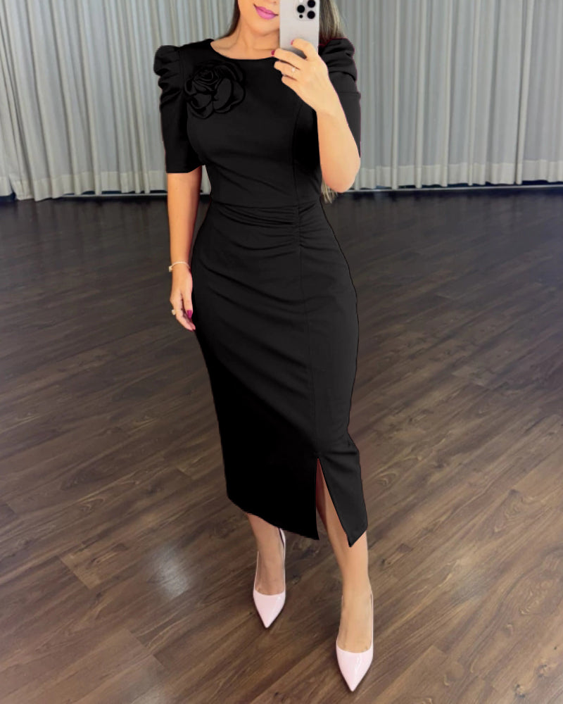 Chic Floral Bodycon Cocktail Dress with Elegant Fit and Stretch Fabric - Jamota