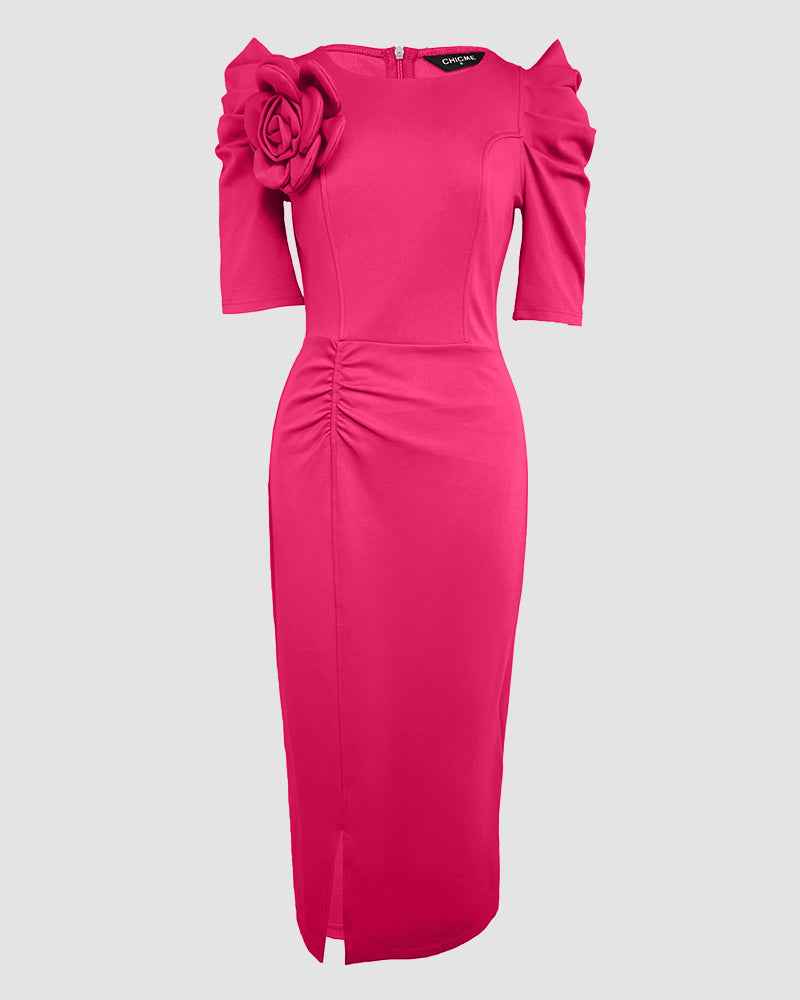 Chic Floral Bodycon Cocktail Dress with Elegant Fit and Stretch Fabric - Jamota