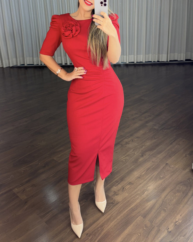 Chic Floral Bodycon Cocktail Dress with Elegant Fit and Stretch Fabric - Jamota