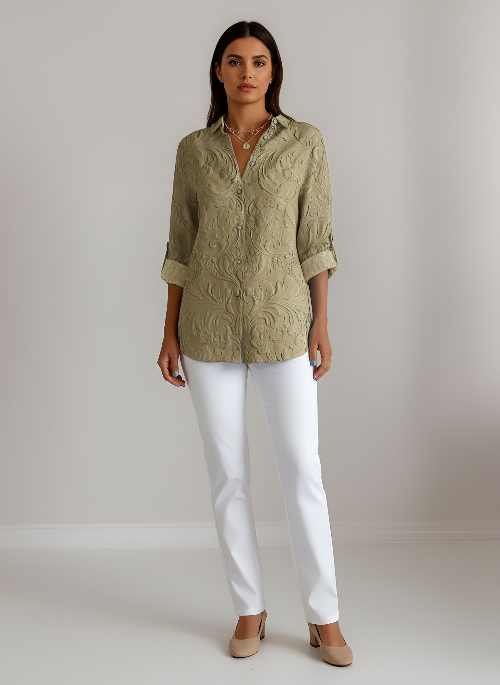 Elegant Floral Cotton Shirt with Breathable Fabric and Tailored Fit - Jamota