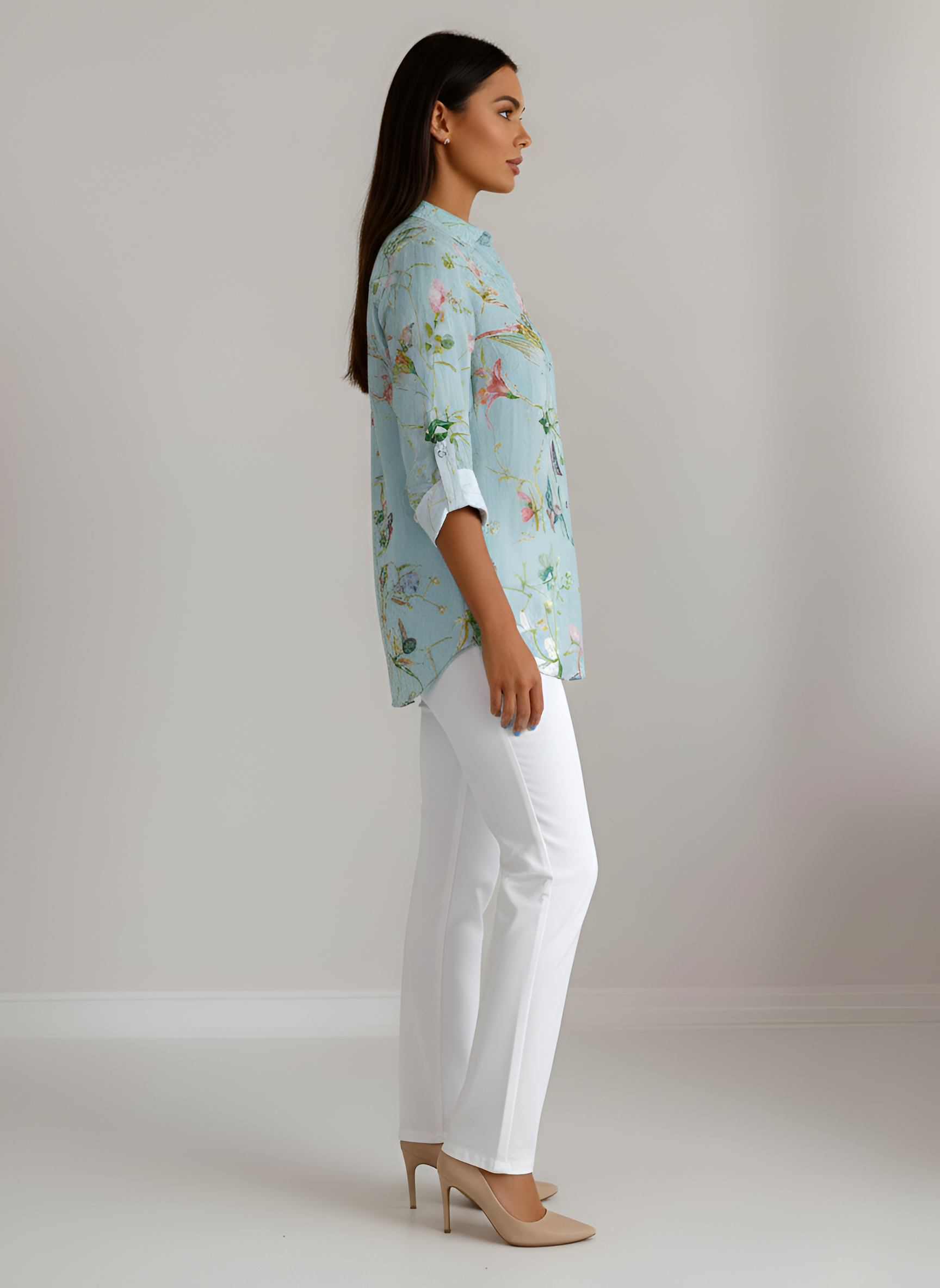 Elegant Floral Cotton Shirt with Breathable Fabric and Tailored Fit - Jamota