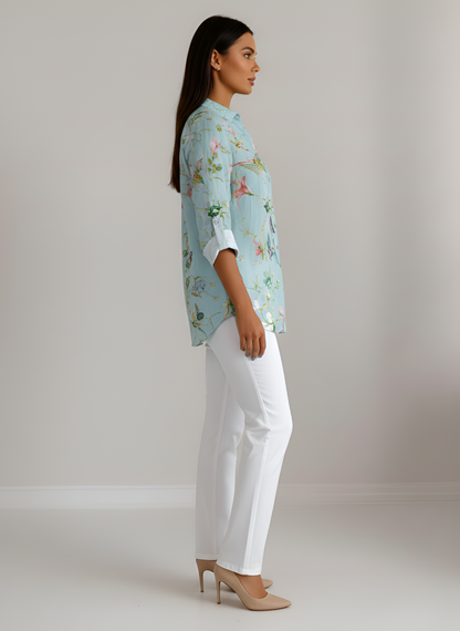 Elegant Floral Cotton Shirt with Breathable Fabric and Tailored Fit - Jamota