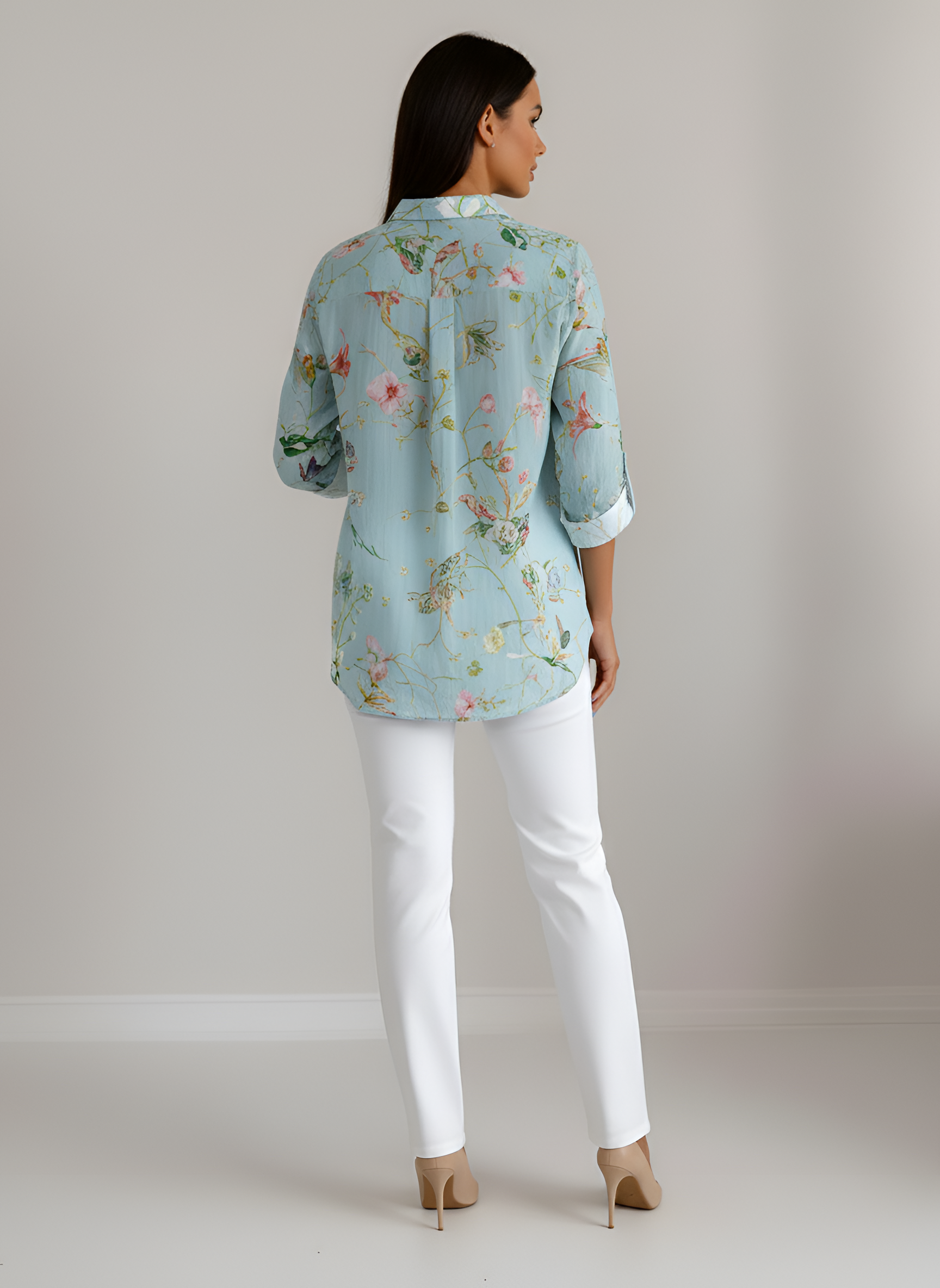 Elegant Floral Cotton Shirt with Breathable Fabric and Tailored Fit - Jamota