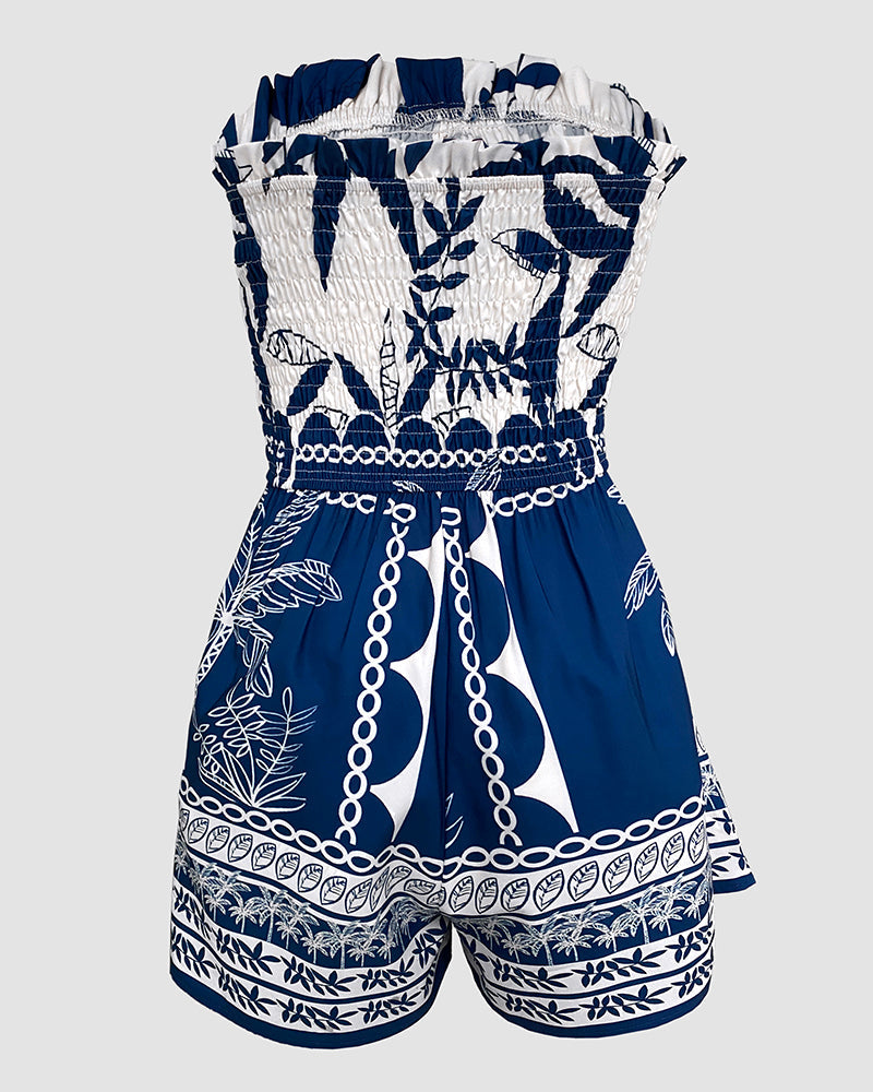 Vibrant Floral Women's Summer Romper with Adjustable Straps & Pockets - Jamota