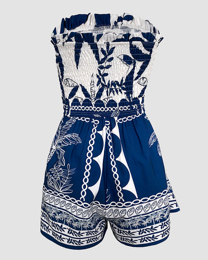 Vibrant Floral Women's Summer Romper with Adjustable Straps & Pockets - Jamota