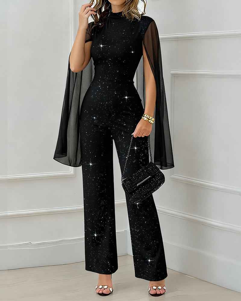 Elegant Glitter Chiffon Jumpsuit for Women | Stylish & Versatile