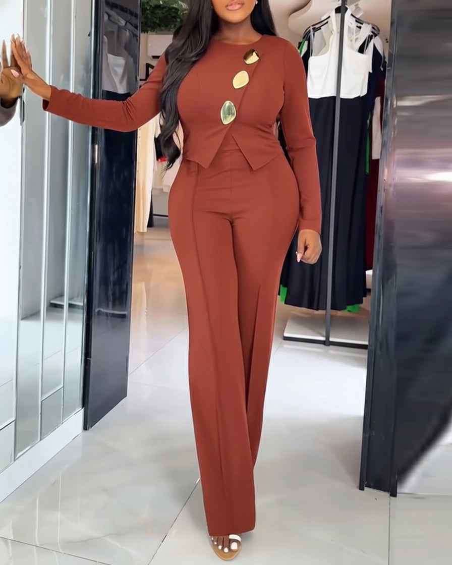 Elegant Stylish Jumpsuit with Pockets & Comfortable Fit for Commuting - Jamota