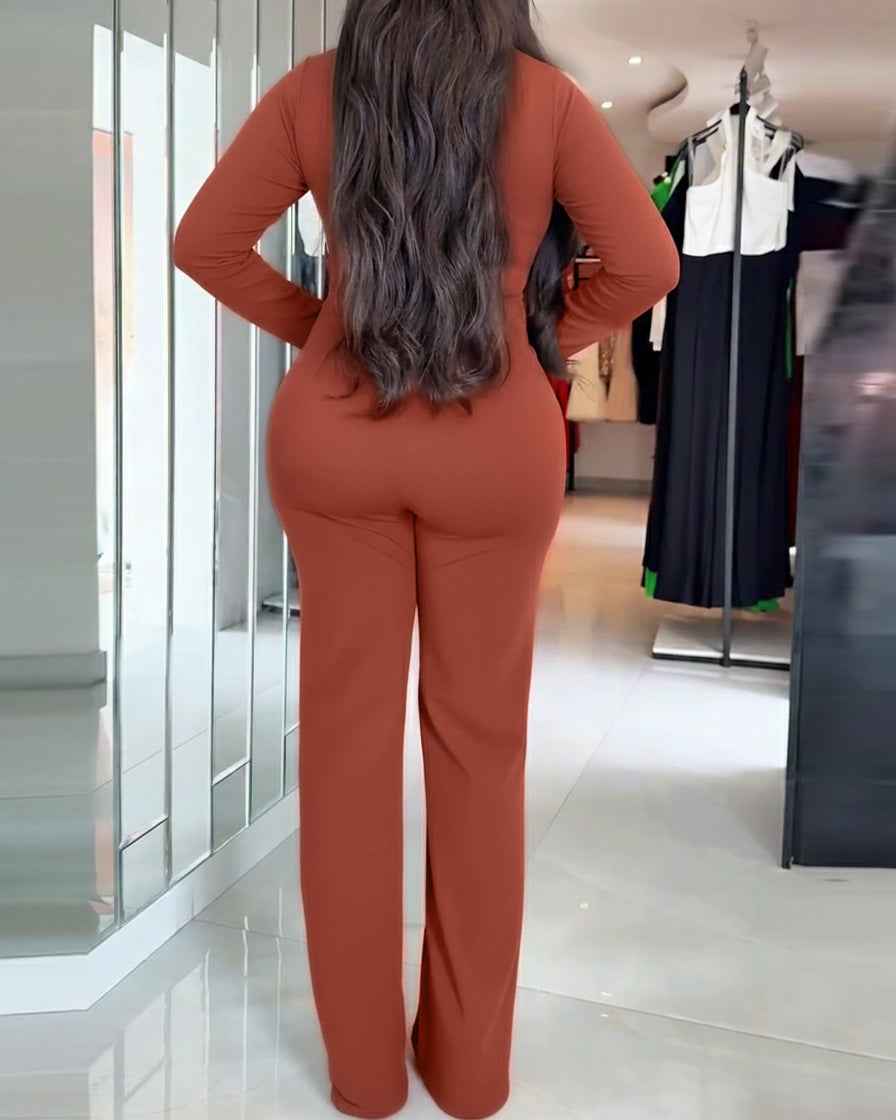 Elegant Stylish Jumpsuit with Pockets & Comfortable Fit for Commuting - Jamota
