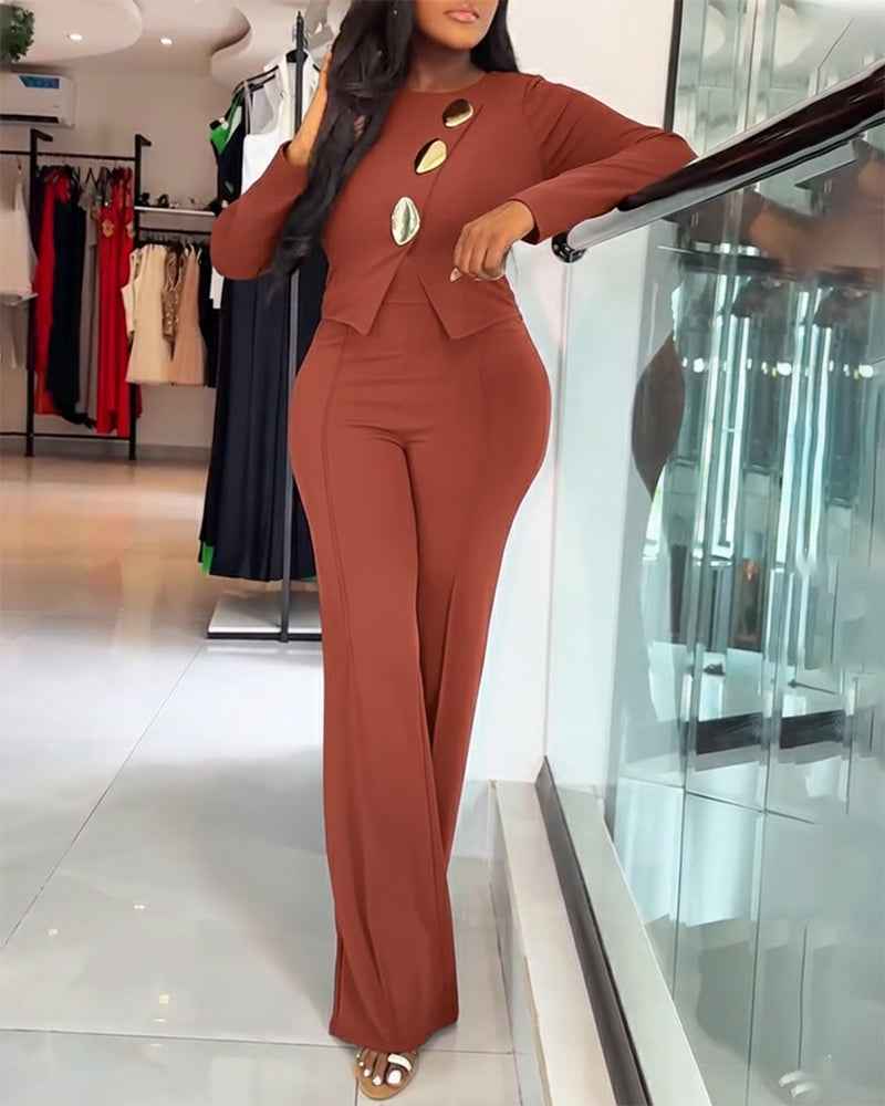 Elegant Stylish Jumpsuit with Pockets & Comfortable Fit for Commuting - Jamota