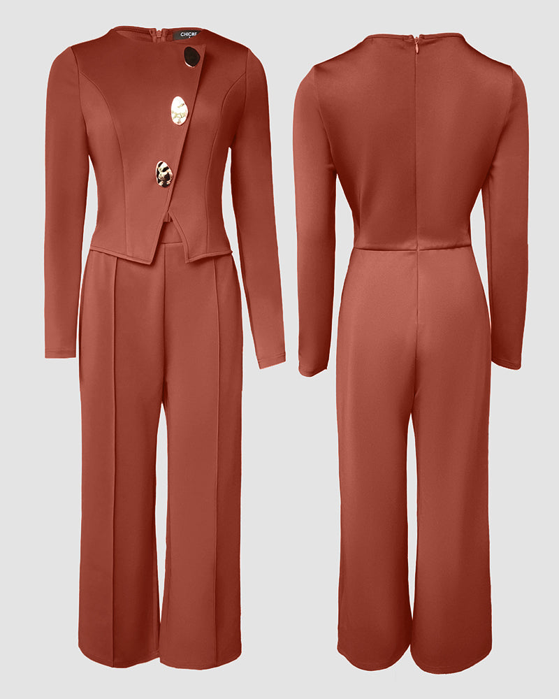 Elegant Stylish Jumpsuit with Pockets & Comfortable Fit for Commuting - Jamota