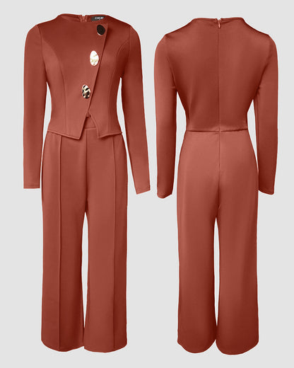 Elegant Stylish Jumpsuit with Pockets & Comfortable Fit for Commuting - Jamota