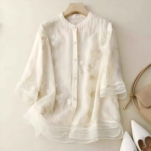 Elegant Floral Women's Top with Lightweight Fabric and Comfortable Fit - Jamota