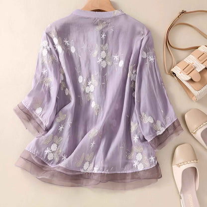 Elegant Floral Women's Top with Lightweight Fabric and Comfortable Fit - Jamota