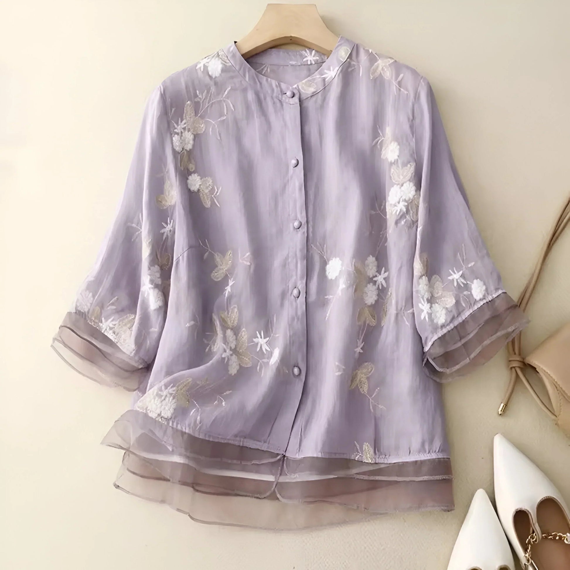 Elegant Floral Women's Top with Lightweight Fabric and Comfortable Fit - Jamota