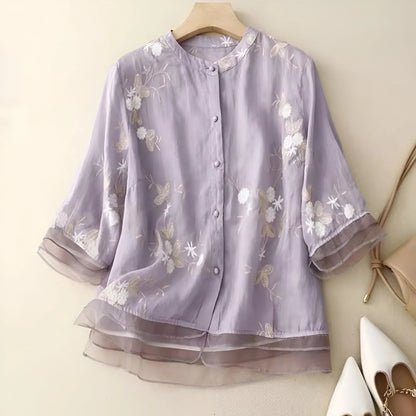 Elegant Floral Women's Top with Lightweight Fabric and Comfortable Fit - Jamota