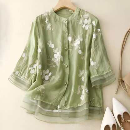 Elegant Floral Women's Top with Lightweight Fabric and Comfortable Fit - Jamota
