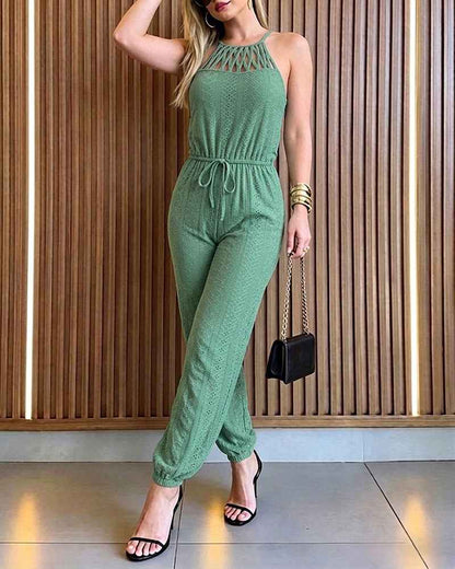 Elegant High-Waist Jumpsuit | Breathable Fabric & Flattering Fit