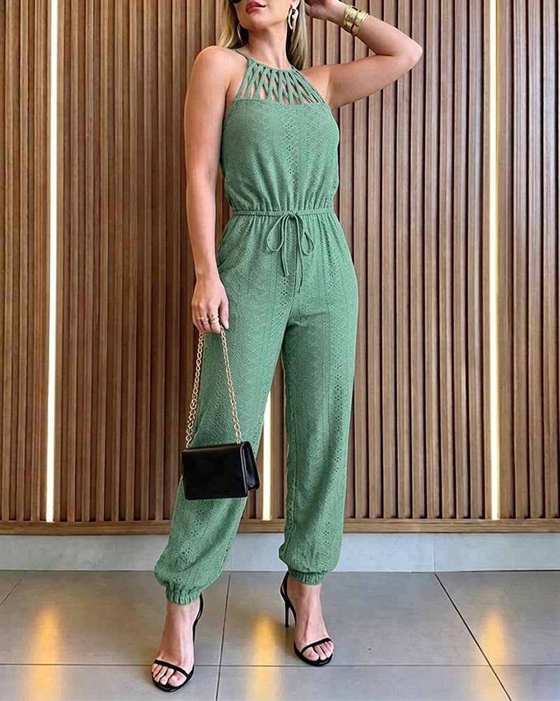 Elegant High-Waist Jumpsuit | Breathable Fabric & Flattering Fit