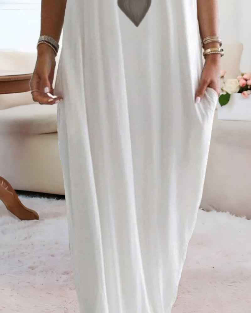 Stylish Relaxed Maxi Dress with Adjustable Straps and Pockets - Jamota