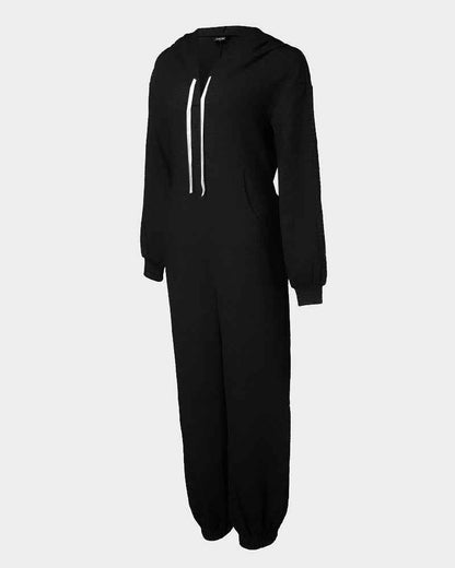 Trendy Hooded Cuffed Jumpsuit for Women | Soft Fabric & Adjustable Wai - Jamota