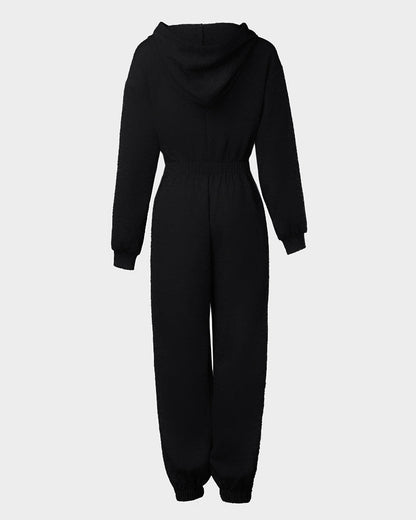 Trendy Hooded Cuffed Jumpsuit for Women | Soft Fabric & Adjustable Wai - Jamota