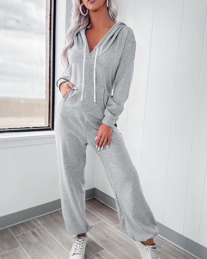 Trendy Hooded Cuffed Jumpsuit for Women | Soft Fabric & Adjustable Wai - Jamota