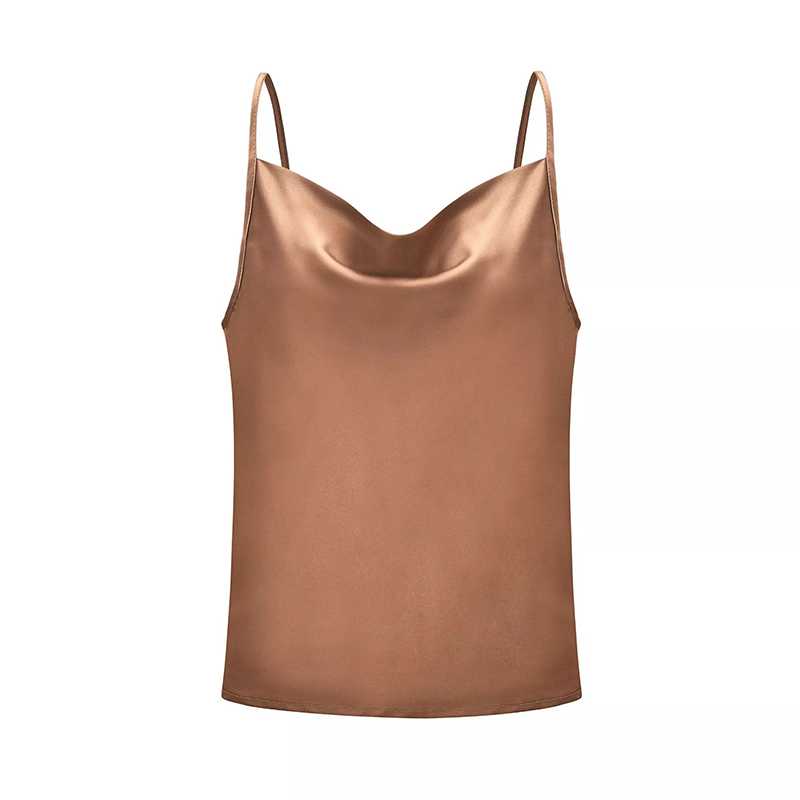 Elegant Silk Cowl Neck Camisole with Adjustable Straps & Luxurious Fin - Jamota