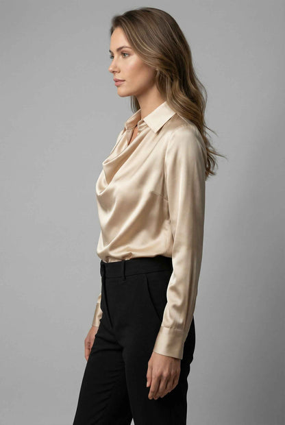 Elegant White Pleated Blouse with Soft Fabric and Classic Fit - Jamota