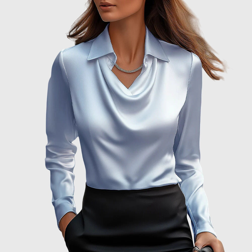 Elegant White Pleated Blouse with Soft Fabric and Classic Fit - Jamota
