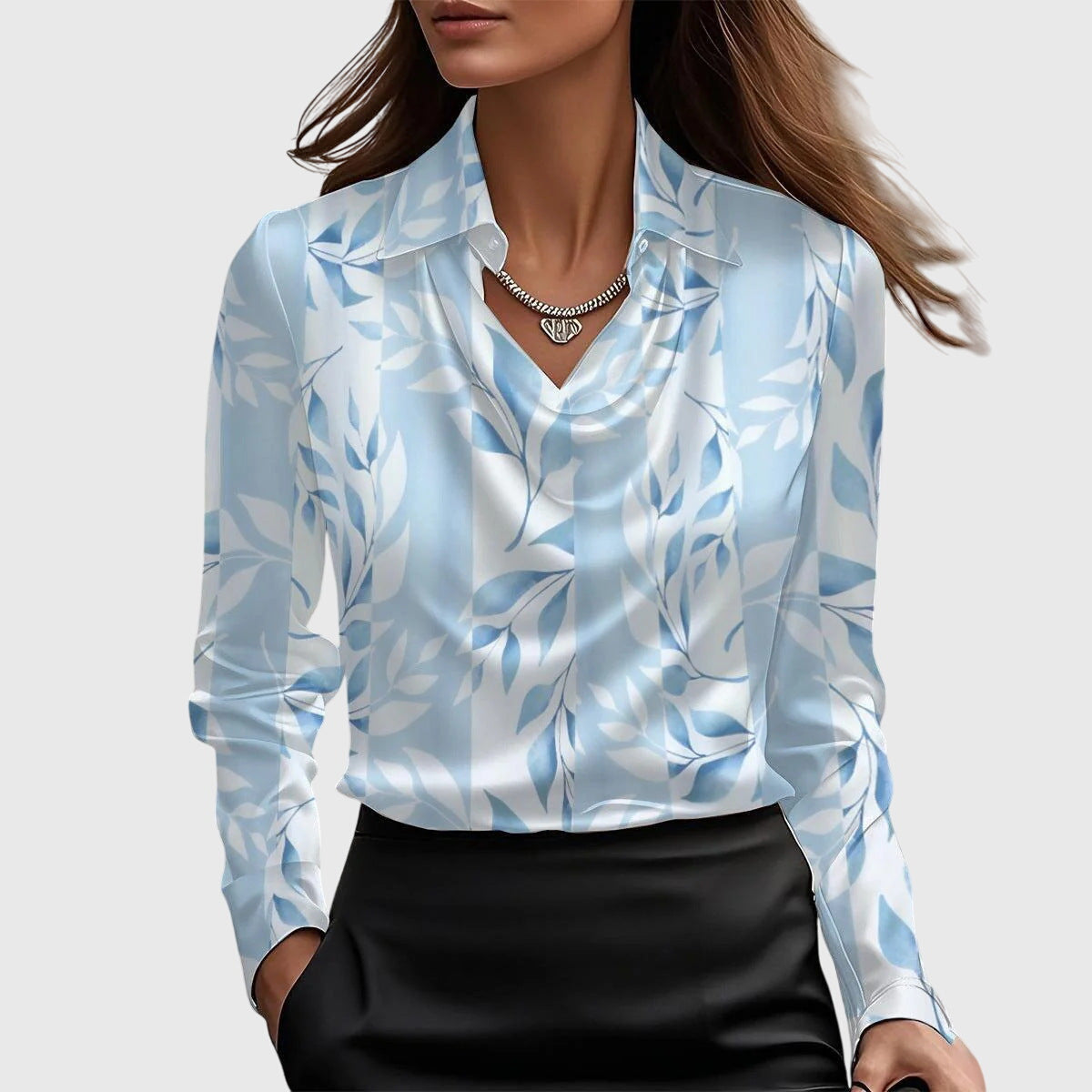 Elegant White Pleated Blouse with Soft Fabric and Classic Fit - Jamota