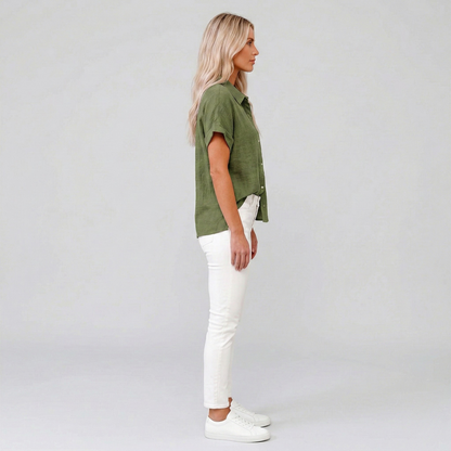 Stylish Lightweight Linen Blouse with Breathable Fabric and Tailored F - Jamota