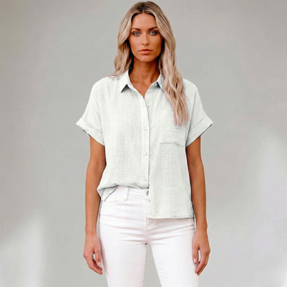 Stylish Lightweight Linen Blouse with Breathable Fabric and Tailored F - Jamota